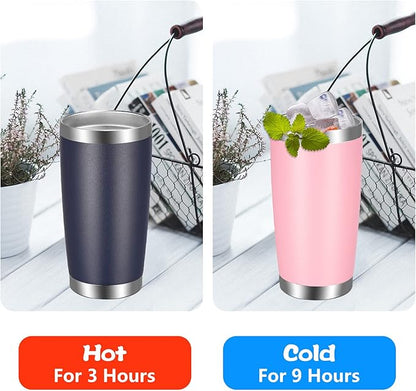 VEGOND 20oz Tumbler with Lid and Straw Stainless Steel Tumbler Cup Vacuum Insulated Double Wall Travel Coffee Mug Powder Coated Coffee Cup(Pink 1 Pack)