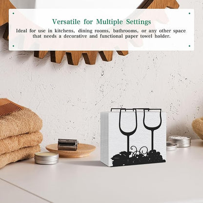 Black Napkin Holder for Table – Modern Metal Napkin Holders for Paper Napkins, Sturdy Black Tabletop Napkin Organizer for Kitchen, Dining Room, Countertop & Restaurants-5 x 4.84 x 2.32 inches