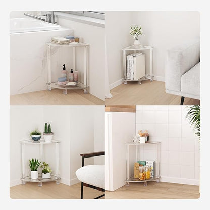 Sumerflos Acrylic Corner Shower Stool for Inside Shower, Clear Small Shower Bench for Shaving Legs Seating Waterproof Heavy Duty Assemble Modern (Clear, 11.81" D x 11.81" W x 18.11" H)