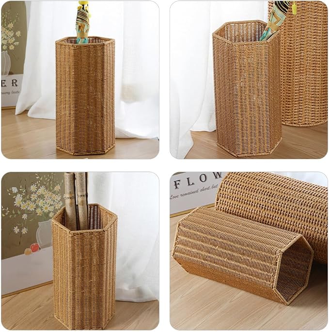 ABOOFAN Rattan Umbrella Stand Umbrella Holder Woven Umbrella Stand Basket Sturdy, Walking Sticks, Canes, Entryway, Mudroom, Office