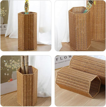 Alipis Woven Umbrella Stand for Entryway Freestanding Umbrella Holder Basket Storage Rack Tall Floor Woven Bucket Flower Vase for Canes Walking Sticks Organizer