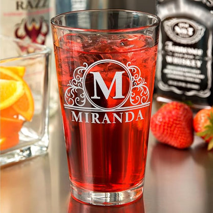 Personalized Beer Glass Engraved Purple 16oz Pint Glass, Custom Gift for Men & Women with 13 Design Options, Perfect for Birthdays, Weddings, Father’s Day & More