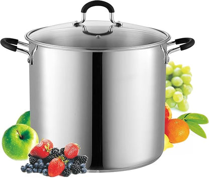 Cook N Home Professional 12 Quart Stainless Steel Stock Pot with Lid | Induction Cookware for Pasta, Soup, Canning,Oven Safe, Dishwasher Safe