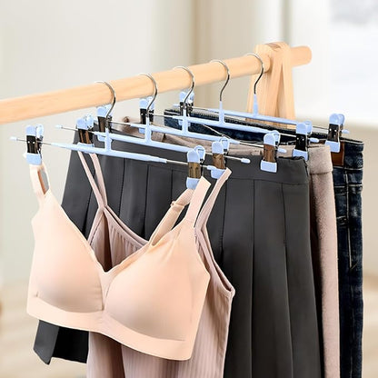 POZEAN Pants Hangers with Clips for Women 30 Pack, 12Inch Adjustable Heavy Duty Skirt Hangers, Space Saving Non-Slip Shorts Jeans Trousers Clothes Hangers, Blue