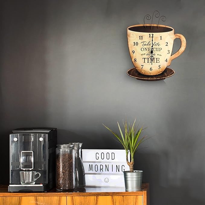 Young's Wood Take Life Coffee Wall Clock, 13.75",14098,Brown
