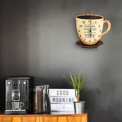 Young's Wood Take Life Coffee Wall Clock, 13.75",14098,Brown