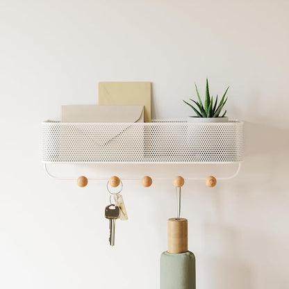 Umbra Estique Entryway Organizer, Great for Storing Keys, Small Accessories, Mail, Wallets and More, Small, White/Natural
