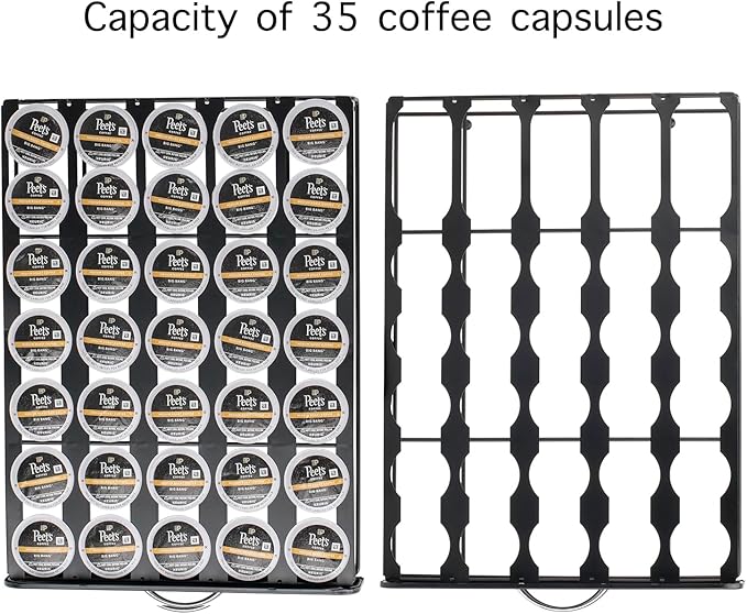 HiveNets Capsule Storage Drawer Coffee Holder Multiple Flavors Pods Organizer 35 Pcs Capacity (Metal)