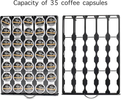 HiveNets Capsule Storage Drawer Coffee Holder Multiple Flavors Pods Organizer 35 Pcs Capacity (Metal)