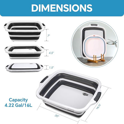 Collapsible BBQ Prep Tub for Meal Prep, Marinating, and Food Storage - Includes Cutting Board and Locking Lid,Ideal Gifts for Christmas,Dad,mother (X-Large) Black