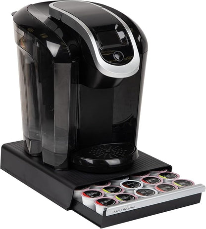 Mind Reader Single Serve Coffee Pod Drawer, 30 Pod Capacity, Countertop Organizer, 10.5"L x 12.75"W x 2.5"H, Black