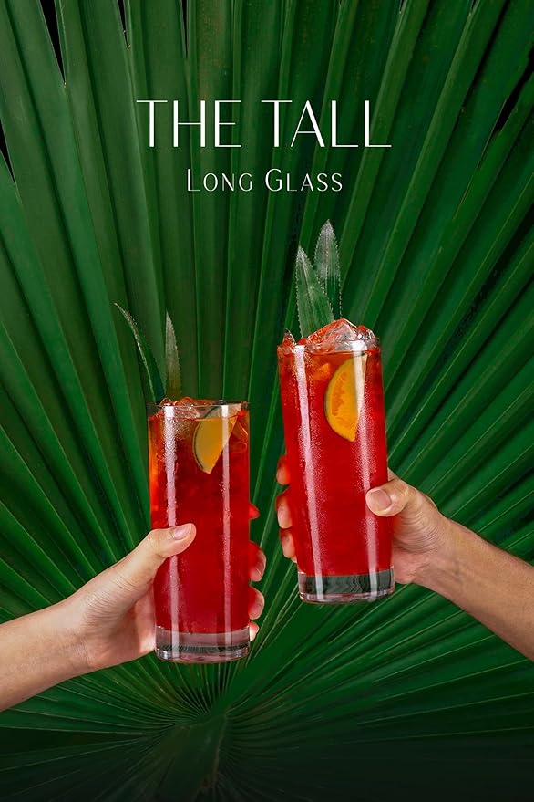 LEMONSODA Premium Highball 12oz/15oz Glass Sets - Elegant Tom Collins Glasses - Tall Water Drinking Glasses - Bar Glassware for Mojito, Whiskey, Cocktail (15oz, Set of 12)