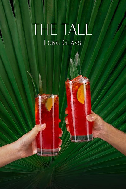 LEMONSODA Premium Highball 12oz/15oz Glass Sets - Elegant Tom Collins Glasses - Tall Water Drinking Glasses - Bar Glassware for Mojito, Whiskey, Cocktail (15oz, Set of 12)
