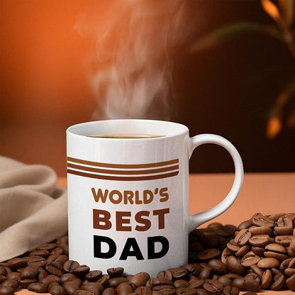 Veracco World's Best Dad Mug Gifts For Father Gift Funny Birthday Gifts for Men Birthday For Dad Men Husband Grandpa Friends Coworker Uncle (White, 11oz)