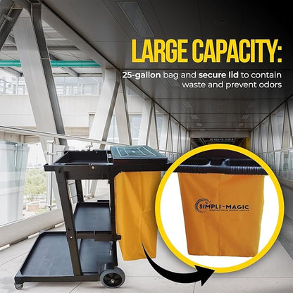 Simpli-Magic Premium Janitorial Utility Cart, Commercial, Yellow/Grey