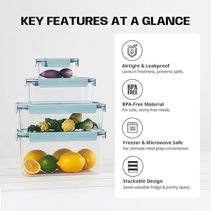 LocknLock HPL405H Classic-Plus Plastic Food Storage Container with Lid for Kitchen, Lunch, Meal Prep, and Leftovers, BPA-Free, Airtight, Leakproof, Microwave, Dishwasher, Freezer-Safe, 3.8L
