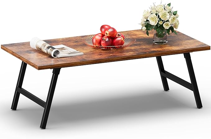Folding Coffee Table, 39.4” Portable Floor Table Desk for Sitting on The Floor, No Assembly Low Coffee Table for Living Room, Home, Caravan and Camping, Large 39.4Lx19.7Wx15.8H, Brown