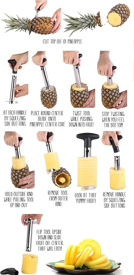 2 Pack Pineapple Slicers Corer Tools Stainless Steel Remove Peel Cut