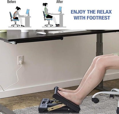 Foot Rest for Under Desk at Work 4-Level Height Adjustable, Ergonomic Foldable Footrest for Office, Gaming,Computer, Soft & Removable Pad Desk Foot Stool Suitable for All Seasons (Gray)