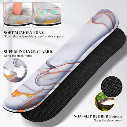 Gimars 4 in 1 Mouse Pad and Keyboard Wrist Rest Set, Large Mouse Pad with Memory Foam Wrist Support Pad for Desk with Coaster, Easy Typing Pain Relief, Gaming Office Home, 31.5x12 inch, Cloud Golden