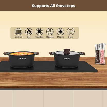 ITSMILLERS Nonstick Stock Pot, 6.5 Qt Soup Stock Pot with Strainer Lid, Induction Cooking Pot with Visible Lid for Pasta,Spaghetti, Ceramic Casserole Makes for Effortless Cleanup