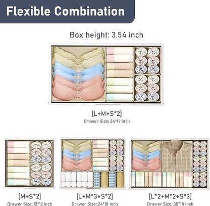 DIMJ Drawer Organizer Clothes - 28 Pack Baby Dresser Organizer for Nursery Closet Organization, Fabric Drawer Organizer Bins for Underwears Socks Bras, Foldable Storage Dividers for Bedroom