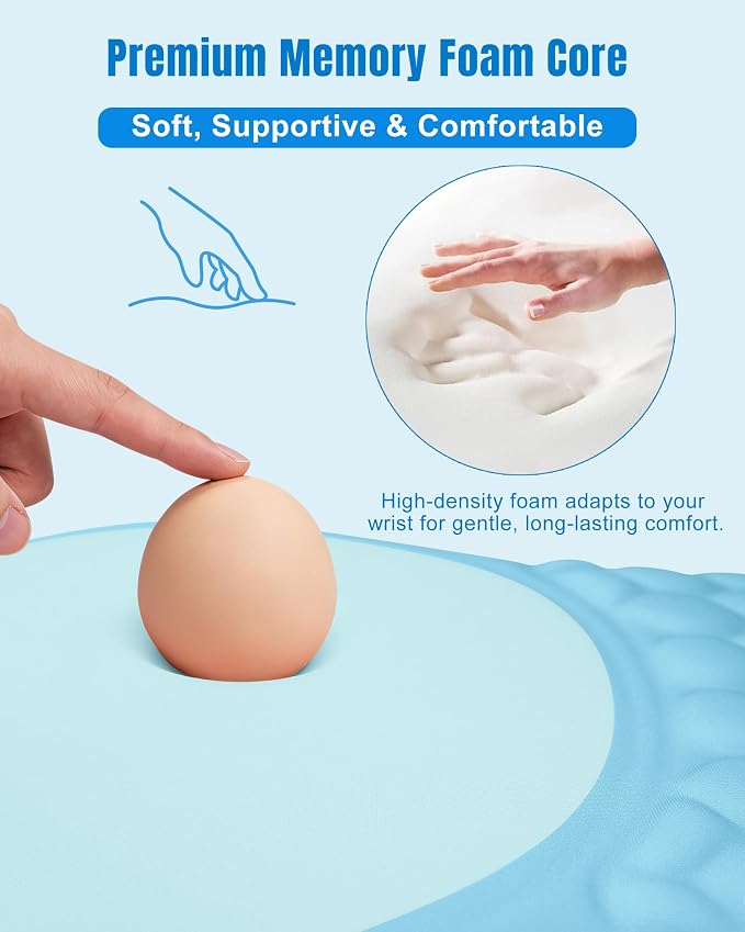 Ergonomic Mouse Pad with Wrist Rest, Slope Design Memory Foam Support, Smooth Lycra Surface, Non-Slip PU Base, Comfortable Mouse Mat for Office, Home, Computer Desk
