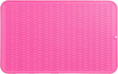 Silicone Dish Drying Mat for Multiple Usage,Easy clean,Eco-friendly,Heat-resistant Silicone Mat for Kitchen Counter or Sink,Refrigerator or Drawer Liner Rose 3XL 28 inches x 18 inches