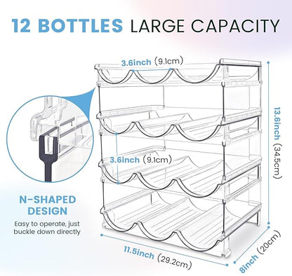 spospo Water Bottle Organizer for Cabinet, 4 Pack Water Bottle Organization and Storage Shelf, Plastic Water Bottle Holder Rack for Fridge, Kitchen, Desktop