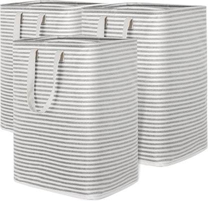 Lifewit 3 Pack Laundry Hamper Large Collapsible Laundry Baskets, Freestanding Waterproof Clothes Hamper with Easy Carry Handles in Laundry Room Bedroom Bathroom College Dorm, Grey, 3 x 90L