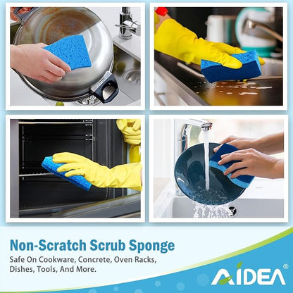 AIDEA Sponges Kitchen, 9Count, Dish Sponges, Non-Scratch Sponge for Non-Stick Cookware, Cleaning Sponge for Dishes, Cleans Fast Without Scratching, Cleaning Power for Kitchen, Bathroom, Household
