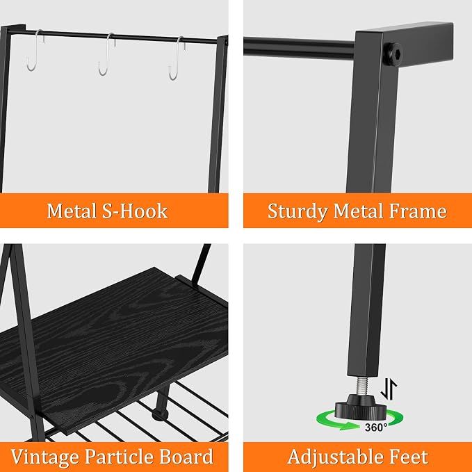 Blanket Ladder Metal Towel Ladder with Shelf Standing Towel Rack Holder for Bathroom 6 Tier Blanket Ladder for the Living Room Blanket Rack with Removable Hooks, Black