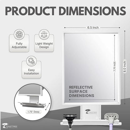 ToiletTree Products Fogless Shower Mirror for Shaving & Makeup - Adjustable - Anti-Fog Mirror with Squeegee