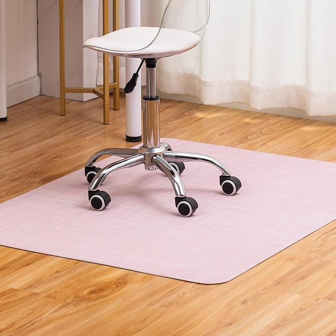 BARoyal Office Chair Mat for Hardwood Floor Under Desk Computer Rolling Chair Mat for Wood/Tile Floor Non-Slip Heavy Duty Desk Rug PVC Plastic Hard Floor Protector 36" x 48"(Blush)