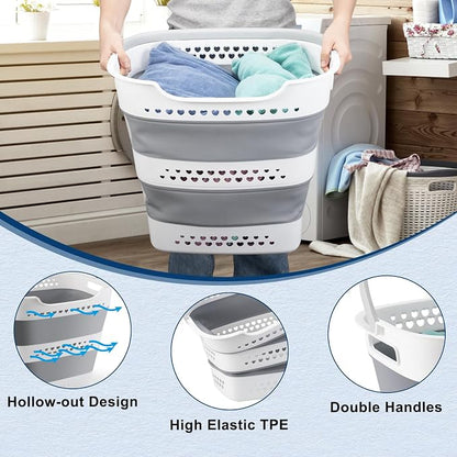 Collapsible Laundry Basket 42L Foldable Pop-Up Laundry Hamper Saving Dirty Clothes Hamper Container for Home, Dorm