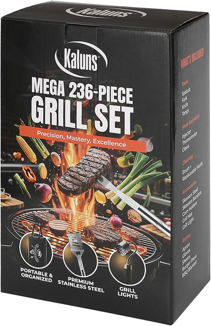 Kaluns 236 PCS Ultimate Grill Master Gift Set – Complete BBQ Accessories Kit with Virtually Everything Needed for Grilling, Smoking & BBQ