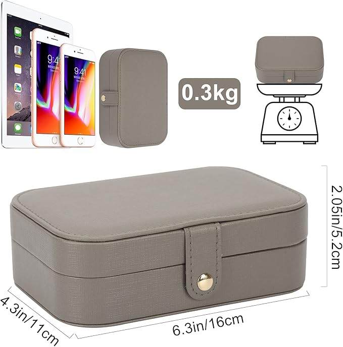 Jewelry Organizer, Small Jewelry Box Mini Jewelry Travel Case Storage and Organizer Portable Jewelry Storage Box/GRAY