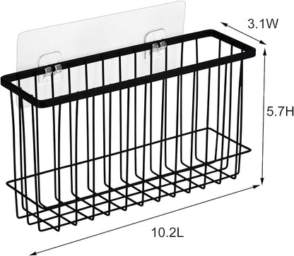 Toplife Wall Door Adhesive Kitchen Wrap Organizer Rack, No Drilling, Black, 2 Pack