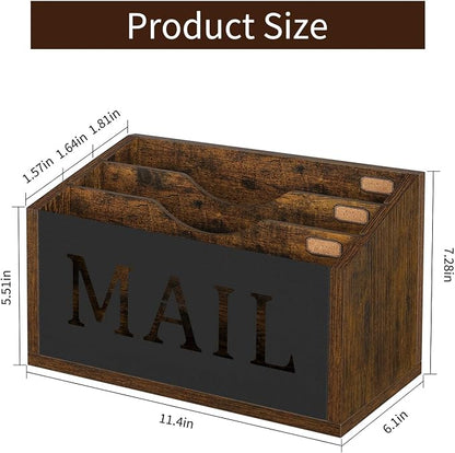 YINMIT Mail Organizer Countertop, Mail Holder with 3 Compartments, Mail Holder Sorter for Desk, Mail Organizer Wall Mounted, Countertop Desk Office Accessories Organizer for File Paper Folder