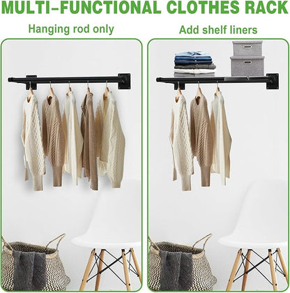 Closet Shelves Wall Mounted, 28 Inches Heavy Duty Closet Rod with Shelf Metal Utility Shelf for Wall, Closet, Laundry Room