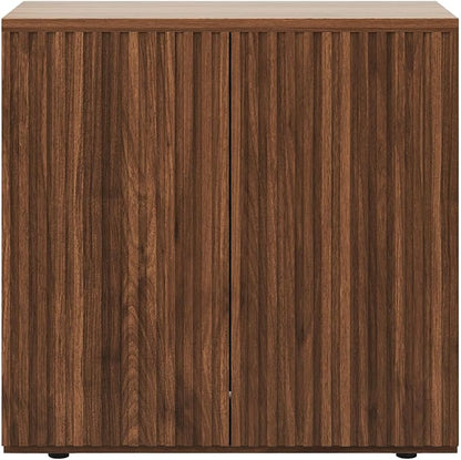 Rophefx Fluted Sideboard Cabinet, 94.5" Buffet Cabinet with Storage, Credenza Storage Cabinets with Adjustable Shelf, Wood Entryway Cabinets with Pop-up Door for Living Room, Entryway, Hallway, Walnut