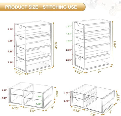 caktraie Makeup Organizer Storage With 16 Drawers, 4 Pcs Desktop Office Supplies, Desk Organizers, Clear Accessories, Dustproof Storage Drawer and for Make Up, Jewelry, Pen, Stationary