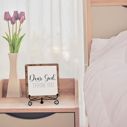 Modern Farmhouse Decor, Home Decor For Living Room, Boho Chic Aesthetic Shelf Decorations, Christian Rutsic Dear God Sign, Farm House Entryway Tv Stand Fireplace Coffee Table Decoration (06)
