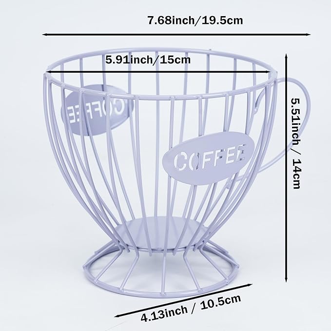 H&W 2PCS Coffee Pod Holder & Capsule Basket, Metal Coffee Bar Organizer for Kitchen Dinning Room Office Home Cafe Hotel (Purple)
