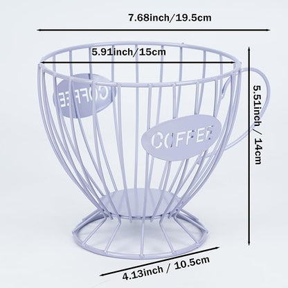 H&W 2PCS Coffee Pod Holder & Capsule Basket, Metal Coffee Bar Organizer for Kitchen Dinning Room Office Home Cafe Hotel (Purple)