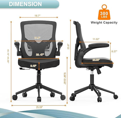 Ergonomic Office Desk Chair with Waterfall Seat and S-Shaped Back for Lower Back & Leg Pressure Relief, Comfortable for 8+ Hours Sitting