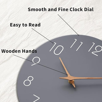 Mosewa Large Wall Clock 16 Inch Gray Modern Silent Non Ticking Battery Operated Decorative for Bedroom Bathroom Living Room Kitchen Home Office Hotel