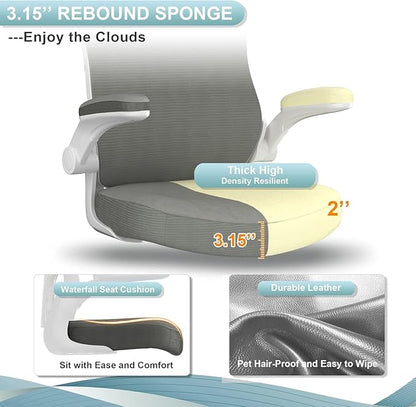 Office Chair, High Back Desk Chair Adjustable Height and Ergonomic Design Home Office Computer Chair, Executive Lumbar Support Padded Flip-up Armrest Office Chair