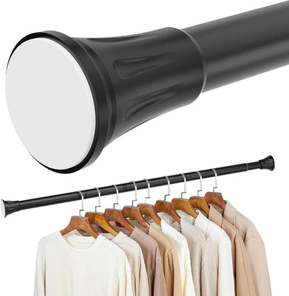 1.1 Inch Diameter Tension Closet Rods for Hanging Clothes 32-85 Inch, Adjustable Pole Closet to Hang Clothes, Heavy Duty Closet bar for Wardrobes with No Drilling Holder, Matte Black