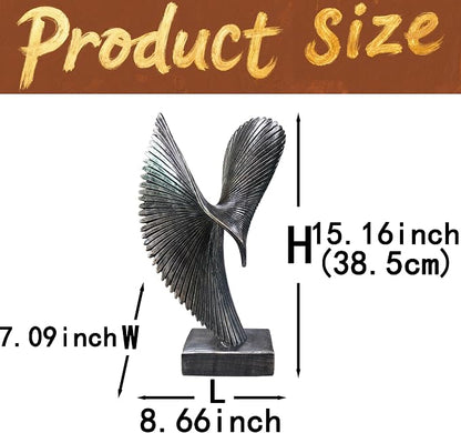 Modern Abstract Eagle Decorative Sculpture, Dining Living Room Desk Decor,Geometric Home Decor Statues,Shelf Top Decor Aesthetics, Coffee Tables or Office Shelves（Bronze Colored）
